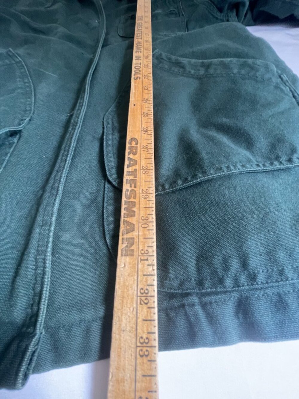 Vintage L.L. Bean Wool Plaid Lined Barn Coat Large Green - Picture 13 of 14